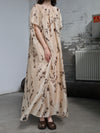 INTO THE EAST 25 Autumn/Winter Silk Hemp Flower Shadow Dress ITE-E1DGSS011KT21DS-QKQ Light Khaki